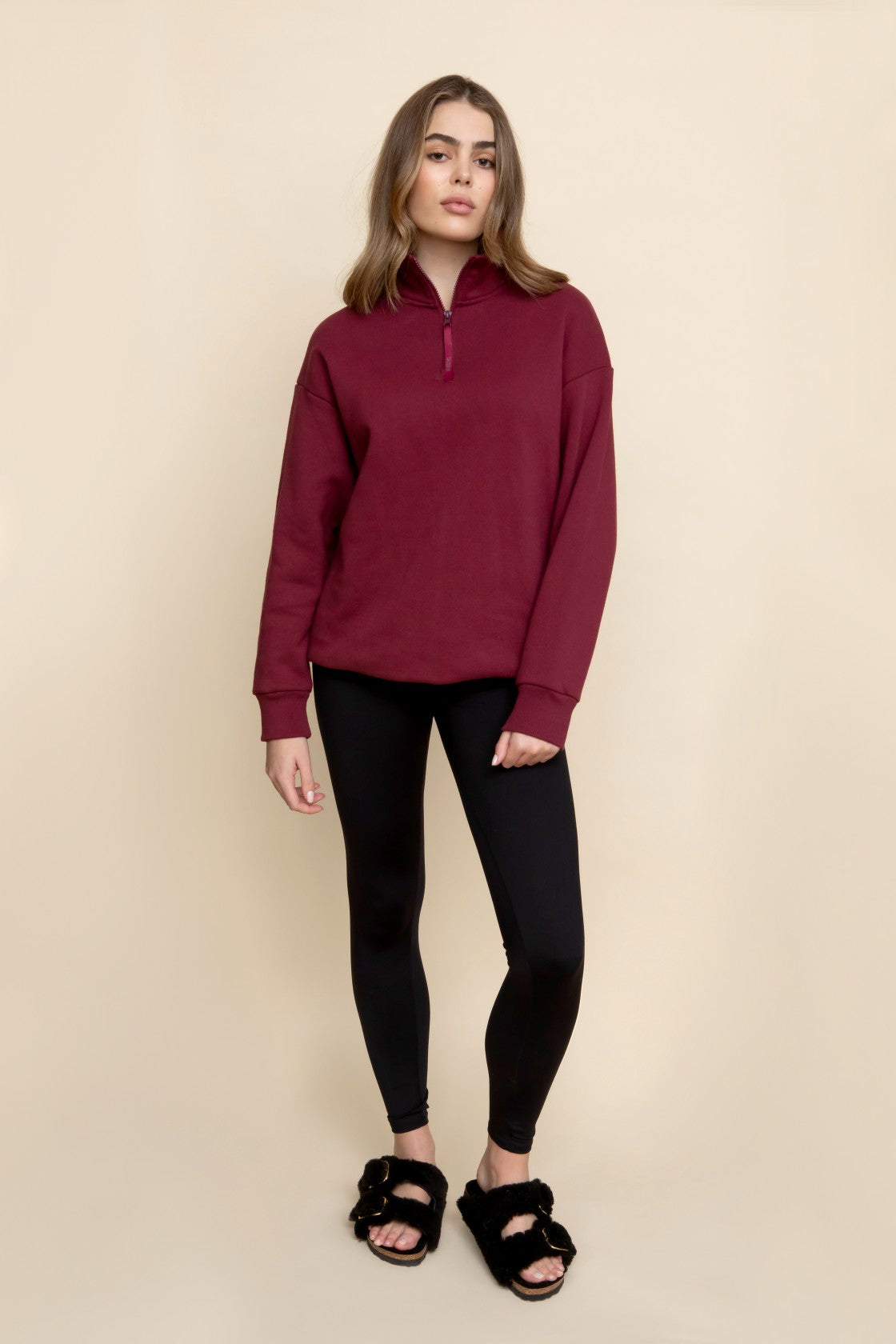 Alora Burgundy Half Zip Sweater