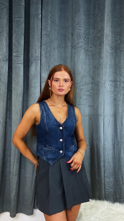 Eabha Denim Waist Coat Top